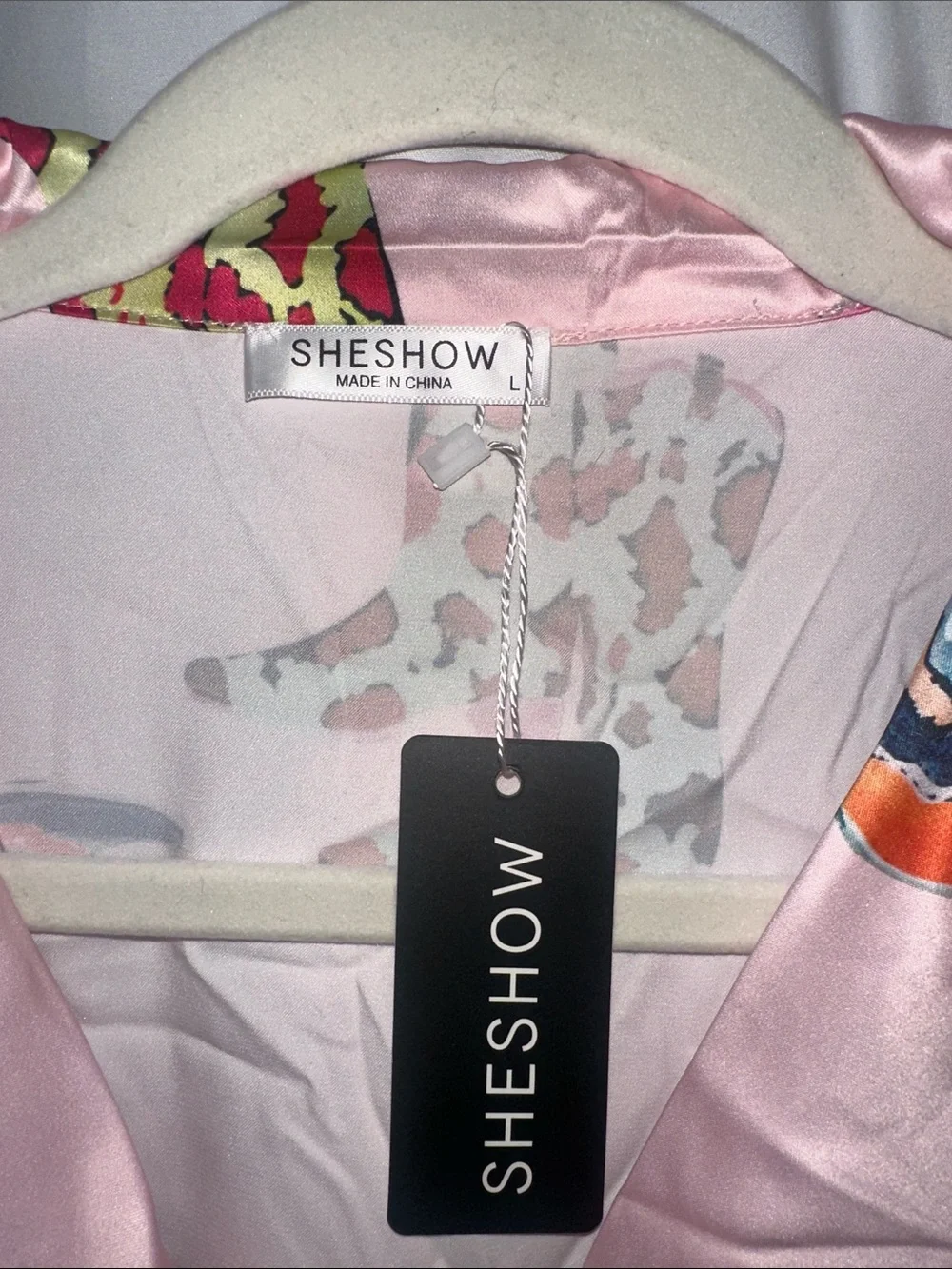 Sheshow Pink Satin Short PJ Set with Colorful western boot Print